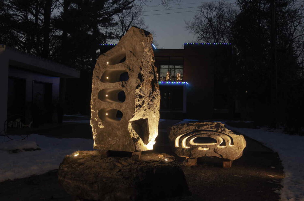 Stone LED sculpture lights by Rideau Works